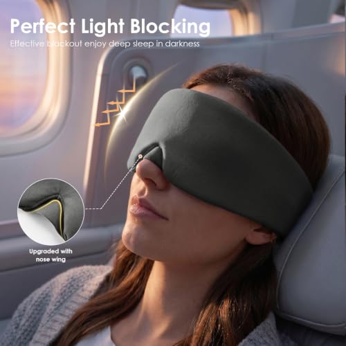 MORLIDEN Sleep Mask for Women Men, Light Blocking Eye Mask, Gray - color: Charcoal Gray Combed Cotton