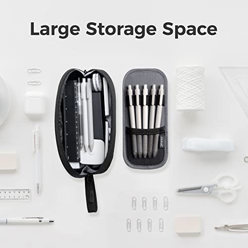 pack all Large Pencil Case, Multi-Compartment Pencil Pouch with Zipper | Large Capacity, Removable Compartment, Durable Fabric, Smooth Zipper, Multi-use for Pens, Stationery & Makeup, Black - color: Black