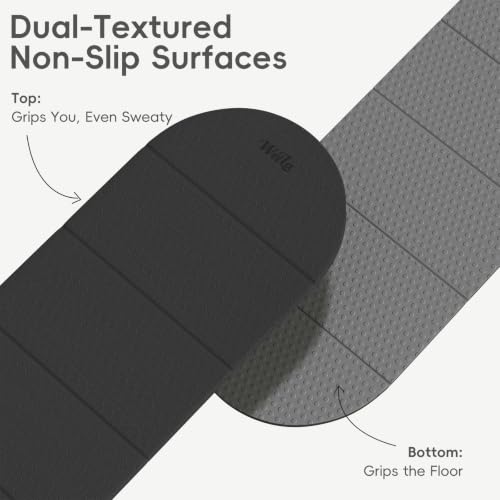 WeiLa Foldable Yoga Mat,10mm Extra Thick,Extra Long (75"x26") for Women&Men - color: Black & Grey