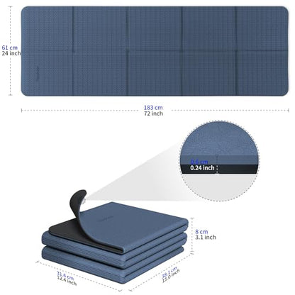 Readaeer Double Color Yoga Mat - 72"x24"x0.24" (6mm),Non-Slip TPE Exercise Mat - color: Blue & Black