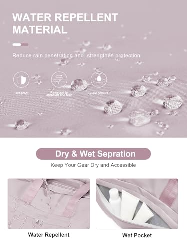 Gym Bag for Women with Shoe Compartment, Sport Travel Duffel Bag for Men - color: Pink
