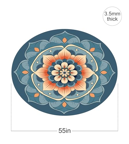 nuveti Large Meditation Mat Non Slip Round Yoga Mat Natural Rubber with Sueded Surface Exercise Mat Perfect for Meditating, Stretching, Yoga（140CM X 3.5MM Thick) - color: QianRuoQingFeng