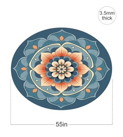 nuveti Large Meditation Mat Non Slip Round Yoga Mat Natural Rubber with Sueded Surface Exercise Mat Perfect for Meditating, Stretching, Yoga（140CM X 3.5MM Thick) - color: QianRuoQingFeng