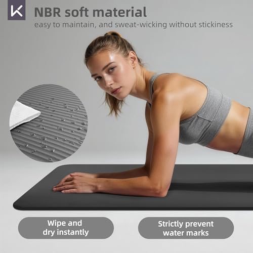 KEEP Extra Thick NBR Yoga Mat - color: Grey, size: 72”x32”x15mm