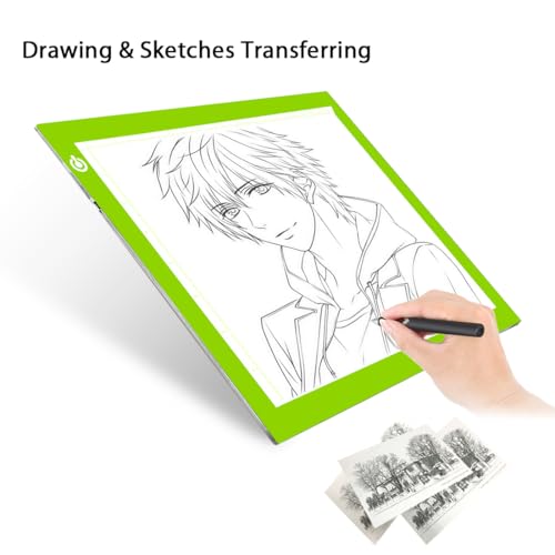 LitEnergy Portable A4 LED Copy Board Light Tracing Box, Green Ultra-Thin Adjustable USB Power Artcraft LED Trace Light Pad for Tattoo Drawing, Streaming, Sketching, Animation, Stenciling - color: GREEN, size: 01 - A4