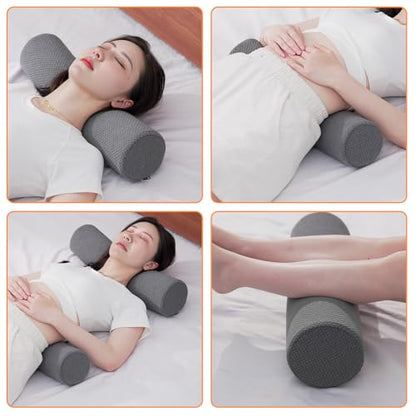 2 Pack Round Massage Table Bolster Pillow Pad, Bolster Pillow, Round Pillows, Suitable for Earthlite Massage Table (Grey, 4.7''x19.6'') - color: Grey, size: 4.7''x19.6''