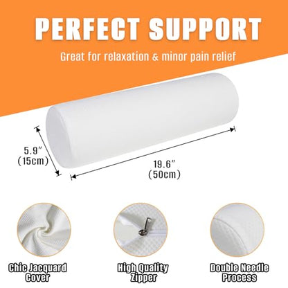 2 Pack Round Massage Table Bolster Pillow Pad, Bolster Pillow, Round Pillows, Suitable for Earthlite Massage Table (White, 5.9''x19.6'') - color: White, size: 5.9''x19.6''