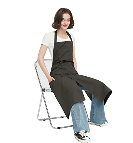 Pottery Apron Split Leg,100% Cotton Artist Apron 3 Pockets for Women Men,Ceramics Clay - color: Black, size: 39" long