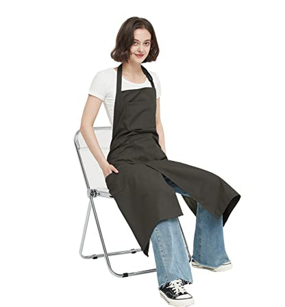 Pottery Apron Split Leg,100% Cotton Artist Apron 3 Pockets for Women Men,Ceramics Clay - color: Black, size: 39" long