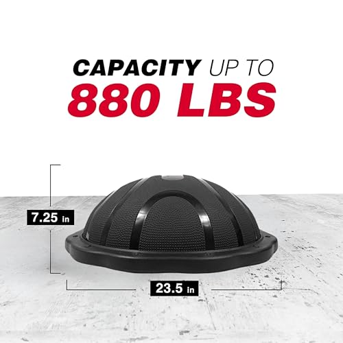 Yes4All 880LBS Half Ball Balance Trainer, Pilates Balance & Stability Ball for Exercises, Home Gym, Floor & Full Body Workouts - color: A. Matte Black