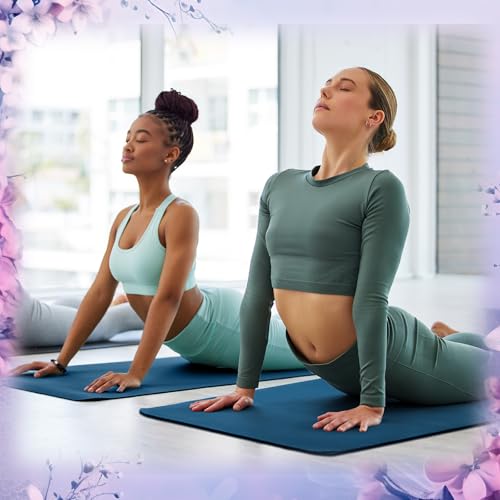 Timgle 6 Pcs 10mm Thick Yoga Mat Bulk 68 x 24 Inches Anti-slip Tear-resistant Exercise Mat Adult Gym Mats for Fitness, Stretching, Workout and Studio, Outdoor Yoga, Pilates - color: Navy Blue