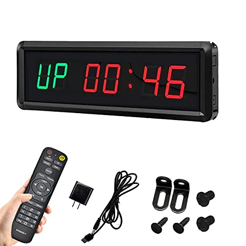LED Interval Timer Count Down/Up Clock Stopwatch with Remote for Home Gym Fitness - color: Green+red