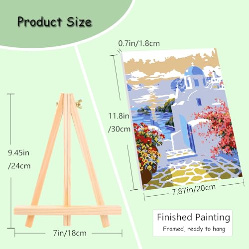 Lanzeyo 4 Pcs Paint by Numbers Kits for Adults Framed Canvas with Wooden Easel DIY Mediterranean Landscape Oil Paintings Kits Paint by Numbers on Canvas Wall Art (8x12 inch) - color: 02 Landscape