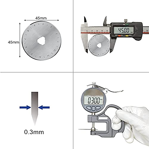HEADLEY TOOLS 45mm Rotary Cutter Blades 10 Pack Fits Olfa, Fiskars, Replacement Rotary Blade for Arts Crafts Quilting Scrapbooking Sewing, Sharp and Durable - size: 45mm 10pcs