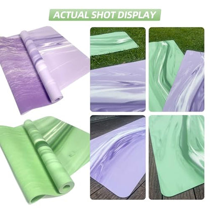 Natural Rubber Yoga Mat, Matte PU Material Extra Thick Yoga Mat Non Slip, Eco Friendly Fitness Exercise Mat for Women Men Kids, Workout, Yoga, Pilates and Floor Exercise - color: Green