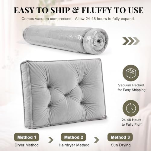 Jerify 40x30x 5 Floor Pillow Cushions for Adults Large Square Floor Pillow for Meditation, Plush Tufted Seating Pad for Back to School Dorm Living Room Balcony Tatami(Gray)