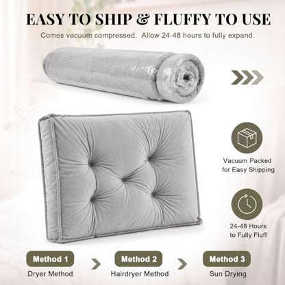 Jerify 40x30x 5 Floor Pillow Cushions for Adults Large Square Floor Pillow for Meditation, Plush Tufted Seating Pad for Back to School Dorm Living Room Balcony Tatami(Gray)