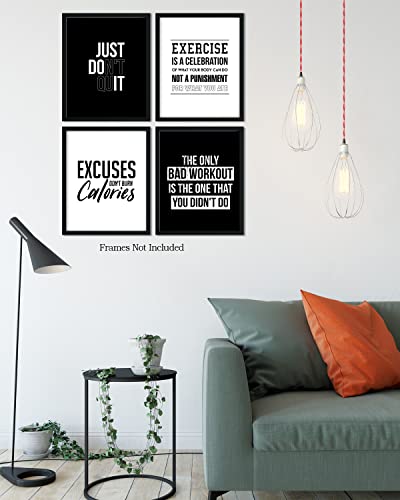 Govivo Motivational Wall Art - Gym Wall Decor Set of 4-11x14 Unframed Prints - Inspirational Quotes Home Decor for Gym Man Cave Weight Room Office Exercise Fitness Workout - size: 11x14 inches