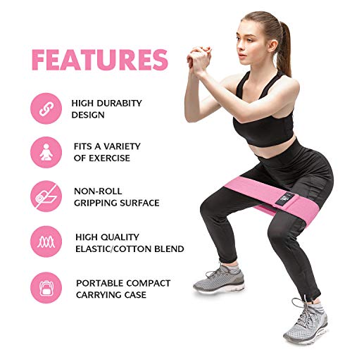 CFX Resistance Bands Set, Exercise Bands with Non-Slip Design for Hips & Glutes, 3 Levels Workout Bands for Women and Men, Booty Bands for Home Fitness, Yoga, Pilates - color: Red Set
