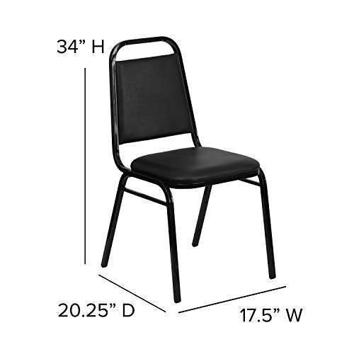 EMMA + OLIVER Black Vinyl Trapezoidal Back Stacking Banquet Chair - color: Black Vinyl/Black Frame