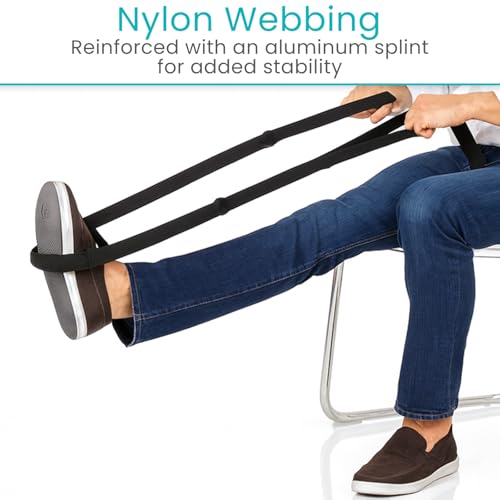 Vive Leg Lifter Strap - Leg Raise Stretch Strap w/Loop for Physical | Therapy, Elderly - Doesn't Strain Knee, Thigh, & Hip Like Other Leg Lifters - Hamstring Stretcher After Surgery, Bed Foot