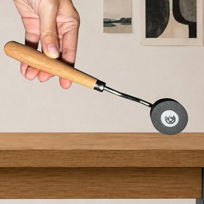 Soft Rubber Brayer – 45A Durometer Printmaking Roller, 0.4 Inch, for Gel Printing, Linocut & Block Printing, Heavy-Duty Steel Frame with Wood Handle - size: 0.4 in