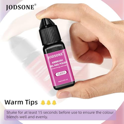 JODSONE Airbrush Gel Nail Polish Set 20 Colors No Dilution Fine Mist Nail | White Blue Pink Purple for Ombre French Nail Art Design Nail Airbrush Paint Gel Nail Polish Ideal for Home Salon Use - color: Airbrush-4