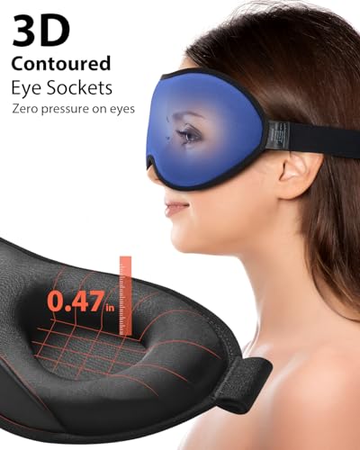 MABAO Weighted Sleep Mask, 100% Blackout Blindfold for Sleeping, Blue - color: Blue