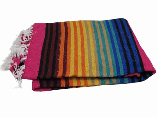 Leos Imports Mexican Fiesta Serape - Vibrant Multicolored Blanket for Yoga, Outdoor, Beach, and Decor | Cotton Blend Blanket (Pink) - color: Pink