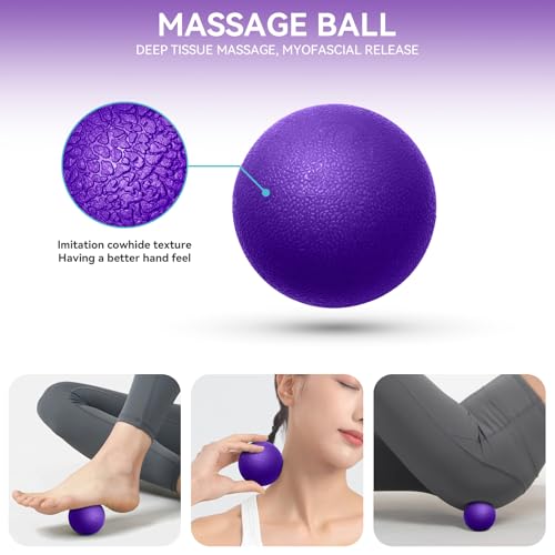 Krightlink 5 in 1 Foam Roller Set High Density Deep Tissue Massager - color: Violet