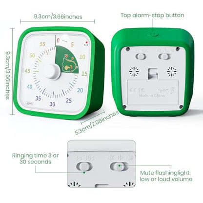 Yunbaoit Dinosaur Visual Timer for Kids, 60-min Countdown Timer, Green - color: Green Dinosaur