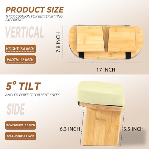 Bamboo Meditation Bench, Foldable Prayer Stool (Beige-Bag) | Meditation Kneeling Bench, Seiza Prayer Bench, Prayer Bench with Meditation Cushion, Kneeling Prayer Stool for Home - color: Beige-bag