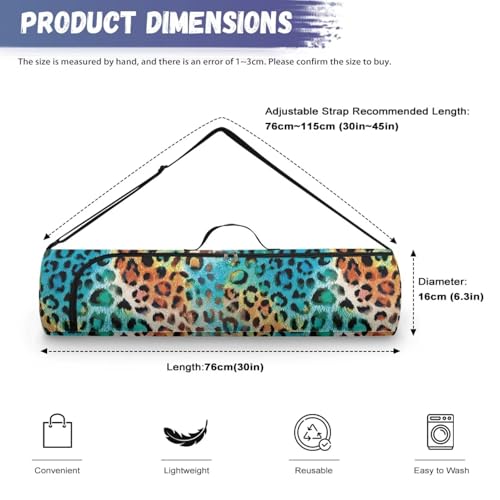 Yoga Mat Bag for Women & Men Full-Zip Yoga Mat Carrier Bag for Class Workout Park with Adjustable Strap - color: Blue Tiger Print