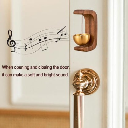 2Pack Magnetic Door Chime, Wooden Wind Chime Bells for Door Opening, Wireless Adhesive Entry Alert with Soft Chime for Home, Office, Pet Doors