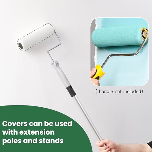 VOOMEY 9 inch Foam Paint Roller Cover(Blade-Cut Sponge), Pack of 3 | High Absorption Foam Paint Roller 9 Inch,Paint Roller for Painting Walls,Cabinet,Ceilings,House - color: 3pcs White