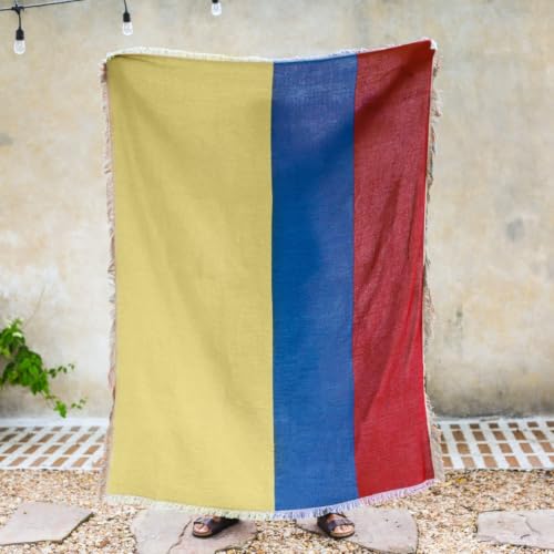 Colombia Flag Woven Throw Blanket – Colombian Blanket for Couch, Bed or Wall – Woven Not Printed – 50x70 Cotton Blend Throw for Colombians Living Abroad - color: Colombia