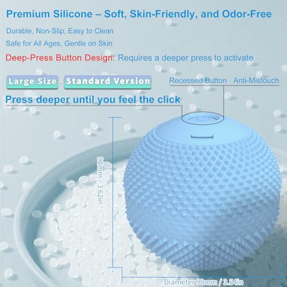 Vibrating Massage Ball with Heat, 7 Modes & Memory Function, Portable Deep Tissue Massage Ball for Back, Shoulders, Hips, Legs & Feet, Rechargeable Muscle Massager (Blue) - color: Blue