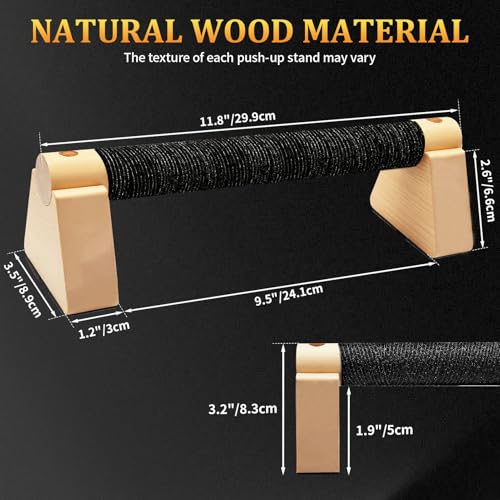 Wooden Parallettes Bars - 2 PCS Wood Push Up Bars Non-Slip Base | Calisthenics Equipment with Non-Slip Base - Handstand Bars and Pushup Handles for Men and Women - color: Wood-30cm