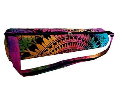 INDIAN CRAFT CASTLE ICC Yoga Mat Bag Carrier Full-Zip Exercise Yoga Mat Carry Bag for Women Men with Multi-Functional Storage Pockets and Adjustable Shoulder Strap 26X6 Inches - style: Bohemian