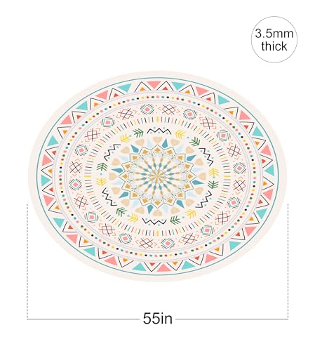 nuveti Large Meditation Mat Non Slip Round Yoga Mat Natural Rubber with Sueded Surface Exercise Mat Perfect for Meditating, Stretching, Yoga（140CM X 3.5MM Thick) - color: MoLuoGeCaiHong