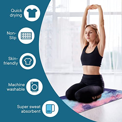 Yoga Towels, Non Slip Hot Yoga Mat Towel with Grip Dots,Super-Absorbent Soft Microfiber Yoga Blanket for Pilates, Fitness and Workout 72inch x 24inch - color: Purple+pink