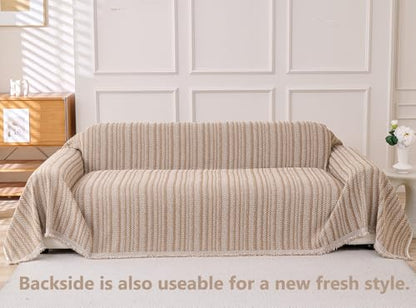 Erke Couch Cover Sheet Blanket 4-Seat High Deep Seat Sofa Cushion Slipcover - color: Beige Coffee, size: 86" x 150"