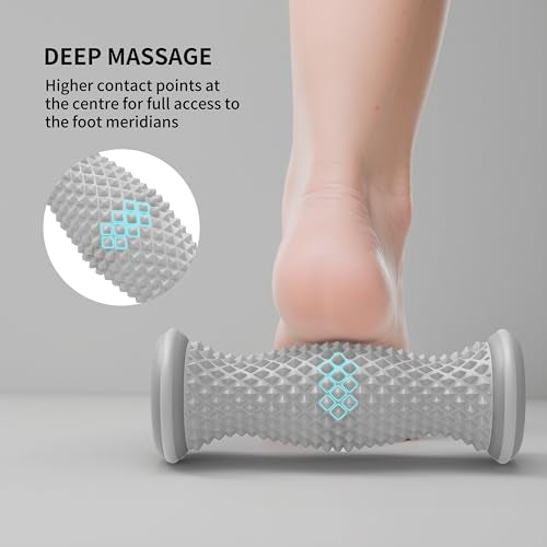 Foot Roller Massager for Plantar Fasciitis Relief, Portable Silent Deep Tissue Massager Tool for Arch and Heel Pain-Grey - color: Grey
