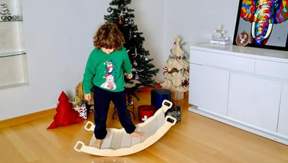 Wooden Balance Board | Seesaw balance board | Babies Montessori Toys Wobble Board Children and Adults | Balancing Children Wooden Toys | Wobble Board Balance | Wooden Seesaw Balancing Board Montessori Toy from 3 years Yoga Board Balance Training - color:
