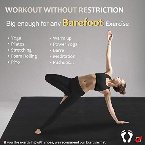 GXMMAT Large Yoga Mat 6'x4'/6'x6'(7mm) & 7'x5'(9mm) - color: Black Real, size: 7*5 FT