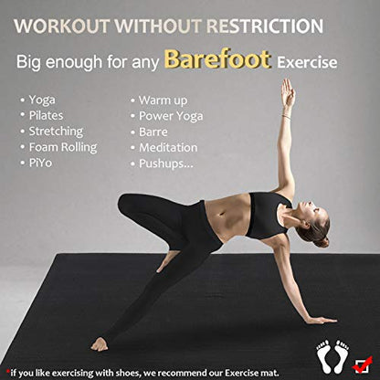 GXMMAT Large Yoga Mat 6'x4'/6'x6'(7mm) & 7'x5'(9mm) - color: Black Real, size: 7*5 FT