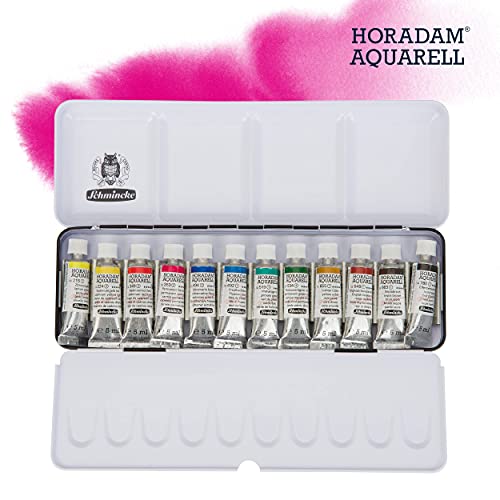 Schmincke Horadam aquarell set 12 x 5 ml, 74 112 09 | metal box, painting set, finest premium watercolors