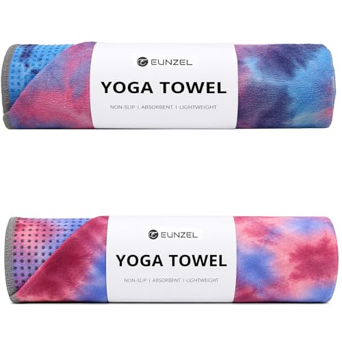 Eunzel Non Slip Hot Yoga Mat Towel with Grip Dots, 72" x 24" - color: Z-daybreak & Midnight, size: 72" x 24"