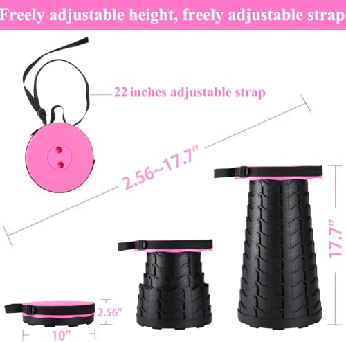 Fishboy Collapsible Stool for Adults, Portable Folding Camping Seat, 400lbs - color: Pink
