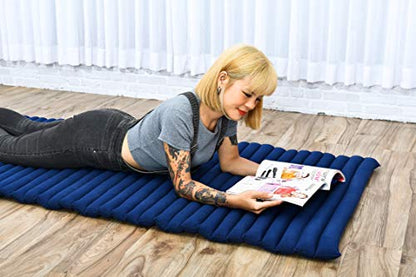Leewadee Thai Roll Mat 75 x 28 inches Kapok Firm - color: Cl44 - Blue, size: M: 75x28"